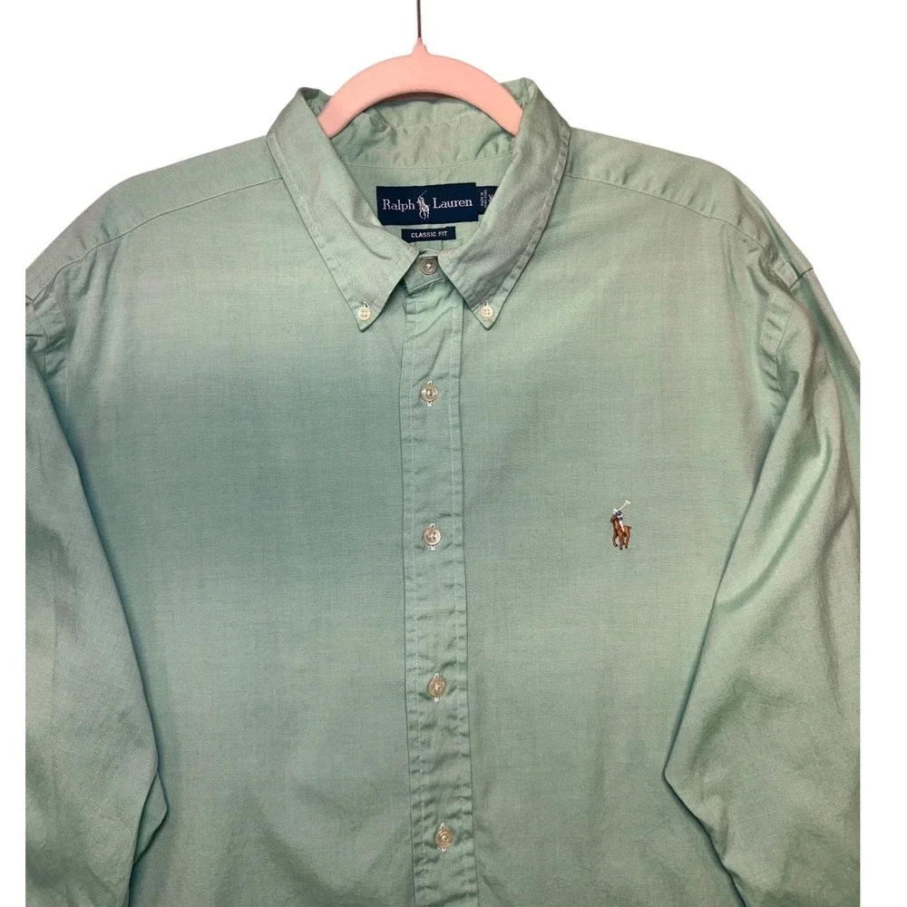 Ralph Lauren Classic Fit Oxford Shirt XXL Green Long Sleeve Button Down Pony